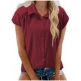 thumbnail image 1 of Camisas de Manga Larga para las Mujeres de Ajuste Suelto de las Mujeres de Algodón de Lino Blusa Casual Cuello en V, Poliéster, 1 of 7