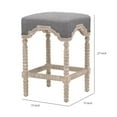 thumbnail image 5 of 27 Inch Coastal Counter Height Wood Stool, Double Welt, Gray Fabric Seat- Saltoro Sherpi, 5 of 5
