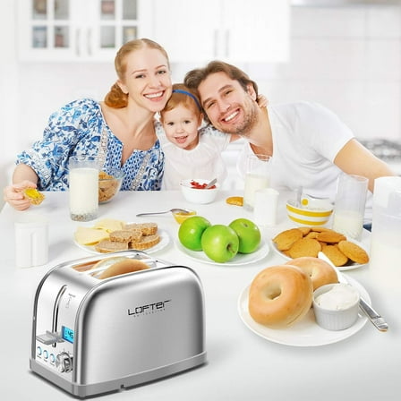 Lofter 2 Slicer Toaster with Bagel Function, Stainless Steel