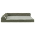 thumbnail image 6 of FurHaven Pet Products Two-Tone Faux Fur & Suede Memory Top Deluxe Chaise Lounge Pet Bed for Dogs & Cats - Dark Sage, Large, 6 of 13