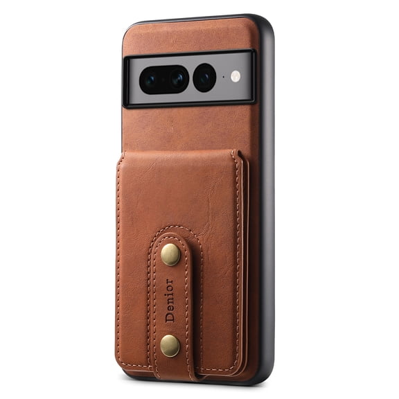 for Google Pixel 7 Pro Back Case, PU Leather Detachable Card Slot Magnetic Closure Shockproof Kickstand Slim Fit Support Magnetic Car Mount Phone Cover for Google Pixel 7 Pro, Brown