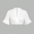 thumbnail image 4 of Sexlip Women's Flared Sleeve Cropped Crop Top Unique Design Lightweight Material Daily Casual Wear White L, 4 of 8