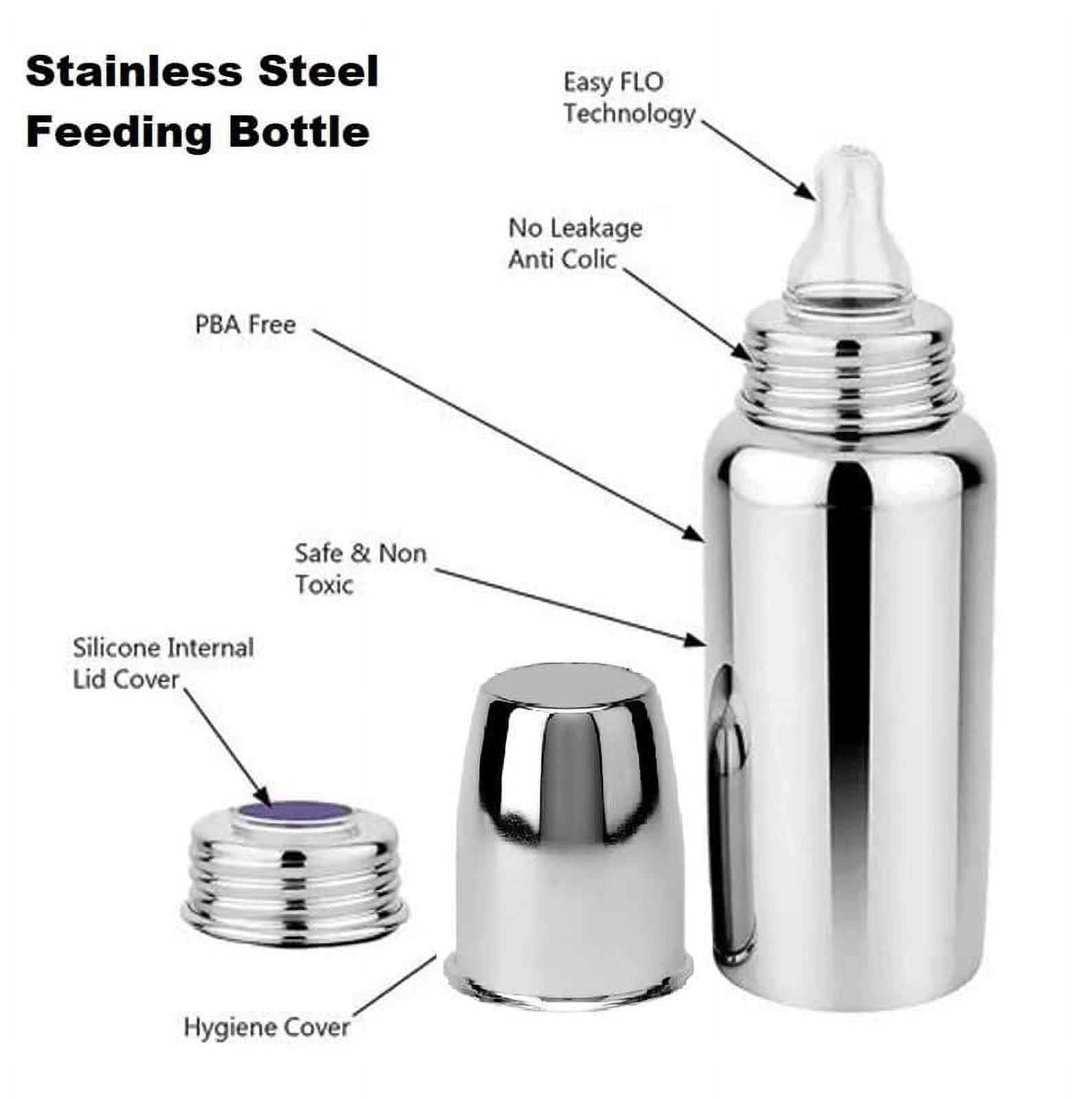 Organic Kidz Stainless Steel Baby Feeding Bottle for Kids for Milk and Baby Drinks, (290ml)
