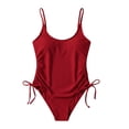 thumbnail image 4 of Daiosportswear Women's Slimming Solid Swimsuit, Side Tie Bathing Suit for Beach Vacation Red XXL(XXL), 4 of 5