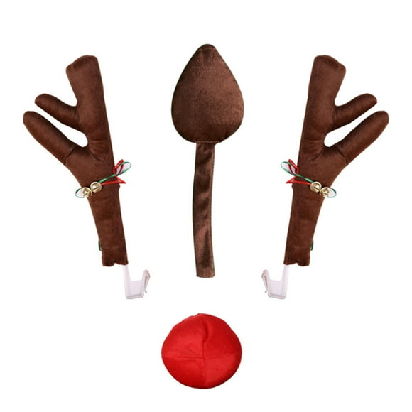 Labymos Car Reindeer Christmas Decorations with Car Jingle Bell Antlers Antlers, Nose, and Tail for