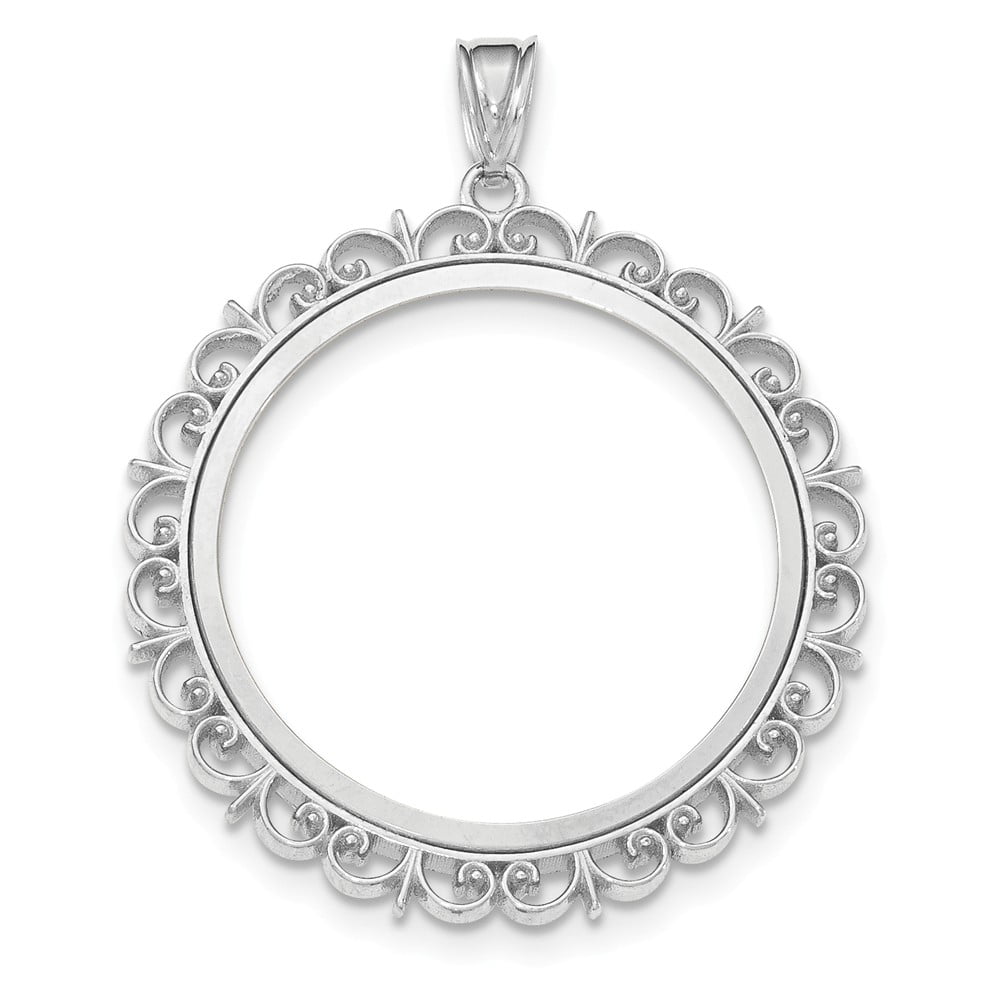 Pendant Holder 14K White Gold Fancy Polished Prong 1oz. American