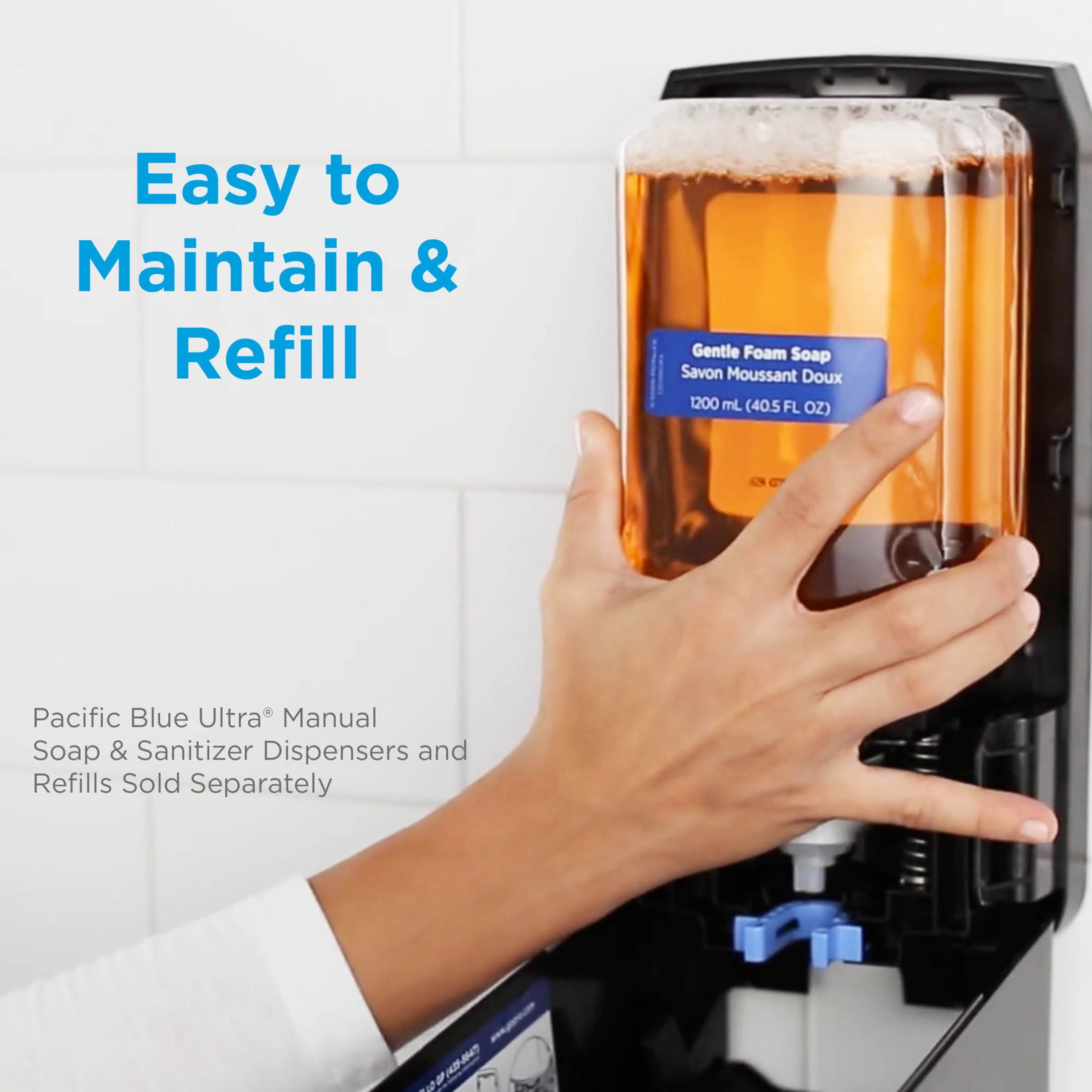 Pacific Blue Ultra, GPC43335, Foam Hand Sanitizer Manual Dispenser Refills, 4 / Carton, Clear, 33.8 fl oz (1000 mL)