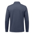 thumbnail image 4 of GrmtClth Polo Shirts for Men Solid Tone Striped Chest Detail Long Sleeve Lapel Collar Relaxed Fit Leisure Work Tops Navy 4XL, 4 of 5