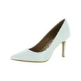 thumbnail image 1 of CALVIN KLEIN Womens White Logo Slip Resistant Outsole Cushioned Gayle Pointed Toe Stiletto Slip On Leather Dress Pumps 8 M, 1 of 3