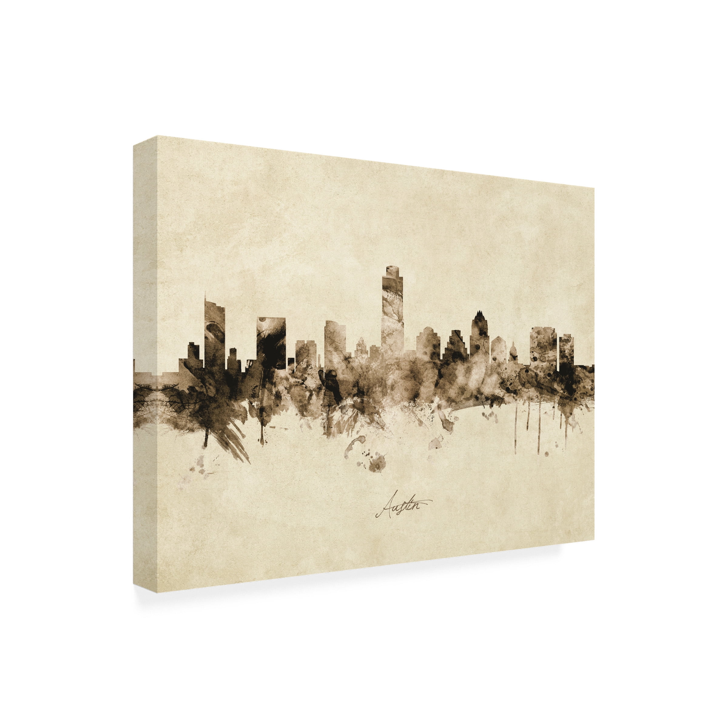 Michael Tompsett 'Austin Texas Skyline Vintage' Canvas Art