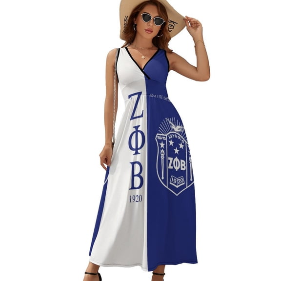 Zeta Phi Beta Dress Summer Street Style Bohemia Long Dresses Female Sleeveless Printed Maxi Dress