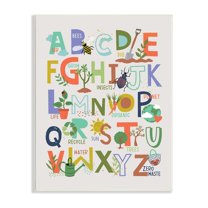 Stupell Industries Children's Whimsical Alphabet Chart Insects Garden Nature, 13 x 19,Design by Lisa Perry Whitebutton