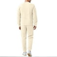 thumbnail image 5 of sususu Mens Suits Classic Fit 2 Piece,Men's Knitted Two Piece Suit Set Relaxed Fit Jacquard Crewneck Sweater And Trousers for Everyday Wear And Modern Style - Beige, 5 of 7