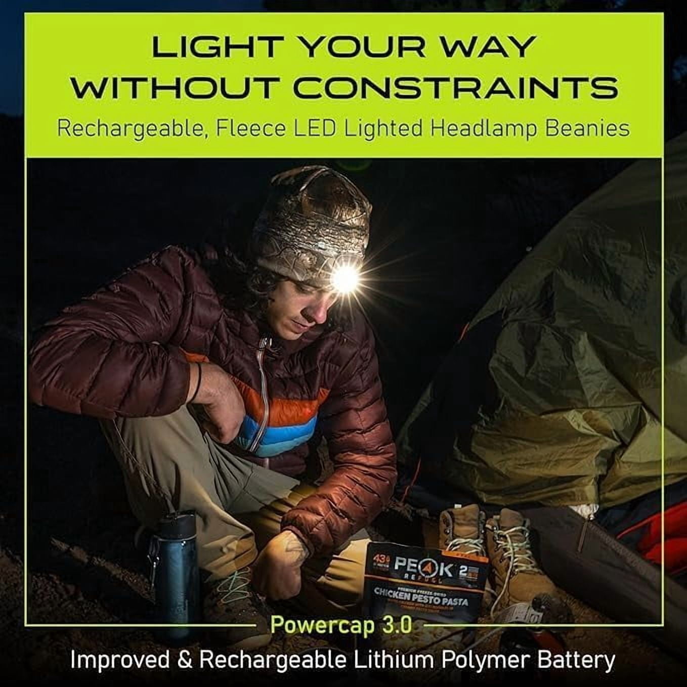 Panther Vision LED Hat Light 2 Pack - POWERCAP 3.0 USB Rechargeable LED Knitted Beanie - IPX4 Water Resistance - 150 Lumens (US, Alpha, One Size, Black/Black)