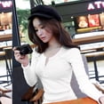 thumbnail image 2 of Pxiakgy Hauts Col Rond Coréen Chemise Longue à Manches Courtes Version Décontractée Bouton Blouse Ample pour Femmes Blanc TG, 2 of 8