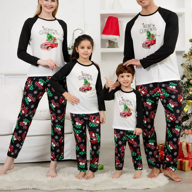 Cotton Blend Matching Christmas Pjs For Family Walmart