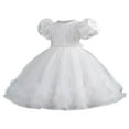 thumbnail image 2 of Baby Girls Puff Sleeve Mini Princess Dress Bow Backless Fluffy Fairy Party Wedding Flower Girl Dress Summer Outfits, 2 of 5