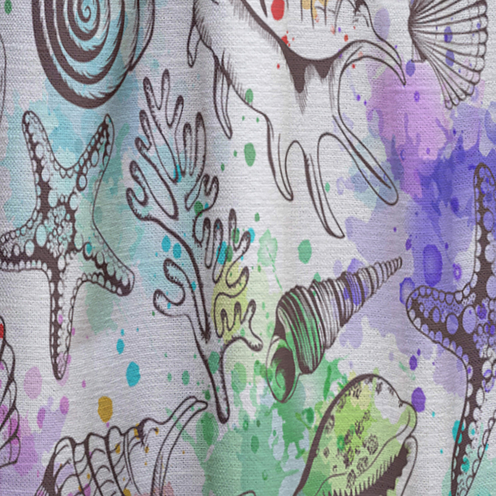Designart 'Costal Life Form VI' Nautical & Coastal Curtain Panel