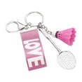 thumbnail image 2 of Milaget Mini Badminton Keychain Metal Keyring Sport Key Chains Key Holder Decoration Rose Red, 2 of 9