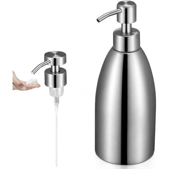 500ML Liquid Soap Dispenser Lotion Dispenser With Foam Nozzle Soap Dispenser in 304 Stainless Steel Soap Dispenser Shampoo Bathroom Kitchen Silver