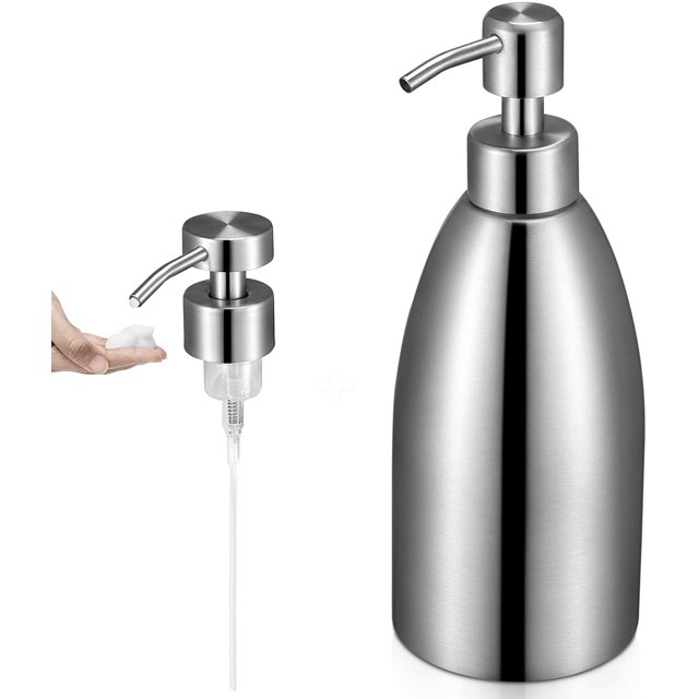 500ML Liquid Soap Dispenser Lotion Dispenser With Foam Nozzle Soap Dispenser in 304 Stainless Steel Soap Dispenser Shampoo Bathroom Kitchen Silver