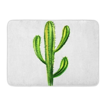 GODPOK Drawn Green Watercolor Cactus White Saguaro Hand Rug Doormat Bath Mat 23.6x15.7 inch