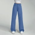 thumbnail image 2 of WTOBBY Women's High Waist Straight Leg Loose Fit Casual Trousers, Denim Jeans Style for Everyday Comfort and Versatile Styling,Blue L, 2 of 6