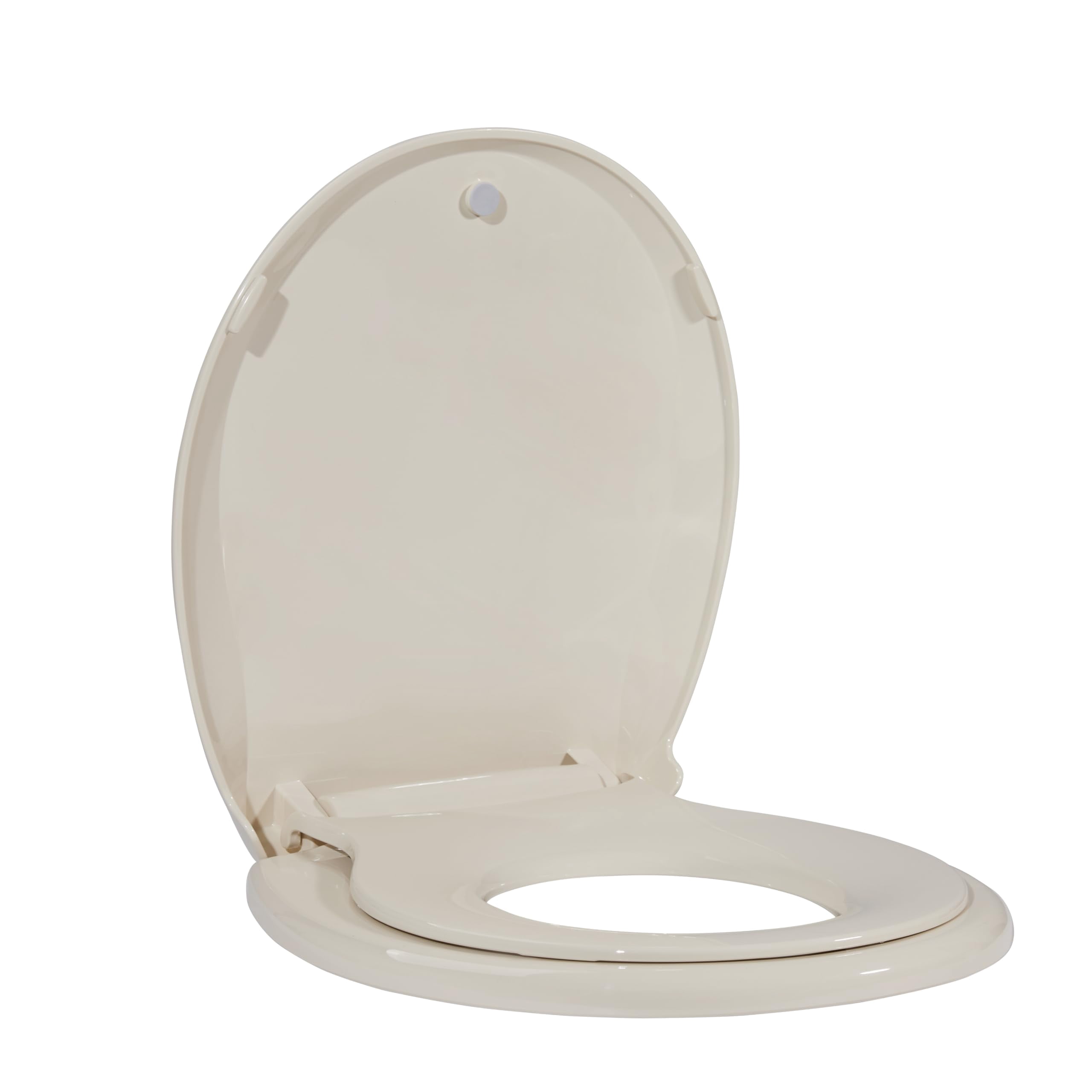 Round Commercial Toilet Seat with Built-In Toddler Potty Training, Soft Slow Close, Magnetic Child Seat, Non-Slip, Easy Install & Clean, Almond, Fits Adults & Youths, For Family & Business Restrooms