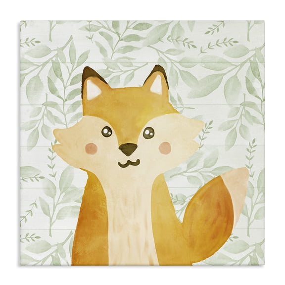 Stupell Industries Whimsical Fox on Florals Animals Painting Wrapped Canvas Canvas Art Print Wall Art, 17 x 17