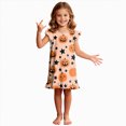 thumbnail image 4 of WXFAZCVU Toddler Girls Nightdress Halloween Graphic Print Sleepwear Short Sleeve Pajamas Dress Size 6-7 Years, 4 of 4