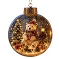 thumbnail image 2 of Clear Glass Christmas Ornament Ball with Teddy Bear, Mini Christmas Tree Scene Inside, Gold Crown Hanging Tree Decoration, 3.2x3.2 Inch, 1 Count, 2 of 7