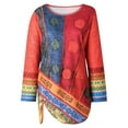 thumbnail image 4 of Pntutb Women's Fashion Casual Retro Printing O Neck Long Sleeve T Shirt Tops Clothes, 4 of 5