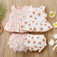 thumbnail image 3 of Xingqing 2PCS Infant Newborn Baby Girl Daisy/Sun Printed Vest Triangle Short Pants Suit, 3 of 10