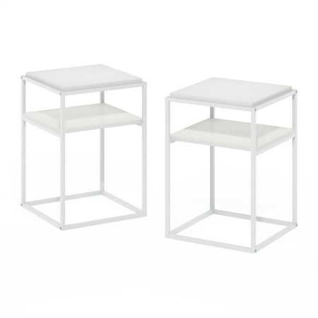Furinno Moretti Modern Lifestyle Stackable Shelf, 2-Tier, Solid White/White, Set of 2