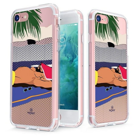 iPhone 8 Case - True Color Clear-Shield Facing the Sun [Summer Time Collection] Printed on Clear Back - Soft and Hard Thin Shock Absorbing Dustproof Full Protection Bumper (The Beach Boys Get The Best Collection)