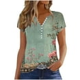 thumbnail image 2 of Xixinqiwan No Boundaries Women Tops ,Womens Dressy Blouses Summer Short Sleeve Shirts V Neck Casual Floral Graphic Tee Work Tops, 2 of 5