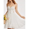 thumbnail image 4 of Yunliwuli Women Sling Dress, Spaghetti Straps Backless Tie-up Hollowed Summer Mini A-line Dress, 4 of 10
