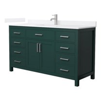 Beckett 60" Green Single Vanity & White Quartz Top (1-Hole) & Nickel Trim