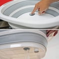 thumbnail image 4 of Multipurpose Collapsible Tub Portable Cutting Board 2 in 1 Kitchen Tool Foldable Basket Washing Basin W/Drain Gray White, 4 of 6