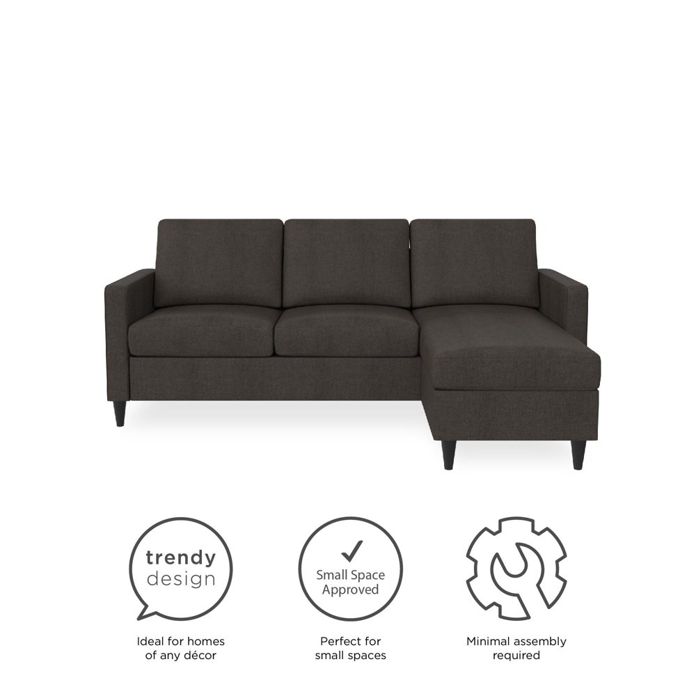 DHP Cooper Modern Sectional Sofa, Gray Linen