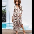 thumbnail image 4 of Vestido Bohemio Informal de Larga con Escote en V Profundo para Mujer Albaricoque L, 4 of 7