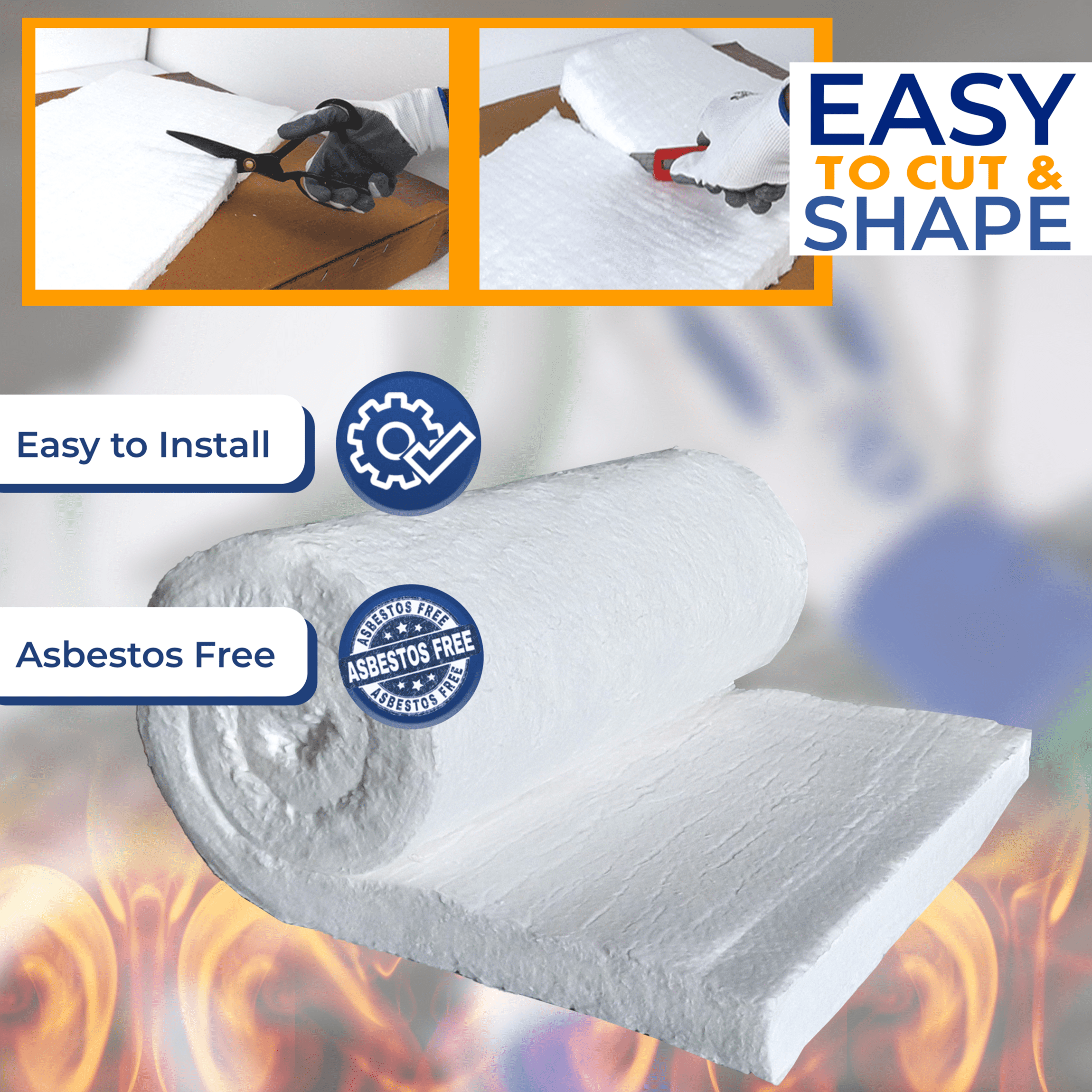2-Pack Ceramic Fiber Insulation Blankets - 2600°F Rated, 8# Density, 12" X 24" Size, High-Temp Heat Shield