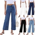 thumbnail image 2 of Yuanlook Women's Everyday High Waist Wide Leg Cropped Jeans, Casual Denim, S-XXL, 2 of 7