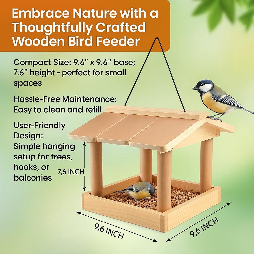Hanging Bird Feeder for Outdoors – Large Capacity Birdfeeders for Outside Hanging; Weatherproof Feeder for Small Birds; Cute Decorative Garden Bird House Feeder; Patio Compatible
