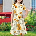 thumbnail image 2 of Girls Short Sleeve A-Line Dress Casual Summer Graphic Flowy Swing Ruffle Pleated Dresses 4-14 Years, 2 of 8