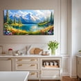 thumbnail image 5 of Landscape Wall Art for Living Room Mountain Lake Large Painting Art Prints Spring Nature Artwork Flowers Pictures for Bedroom Dining Room Modern Farmhouse - 29"x57", 5 of 7