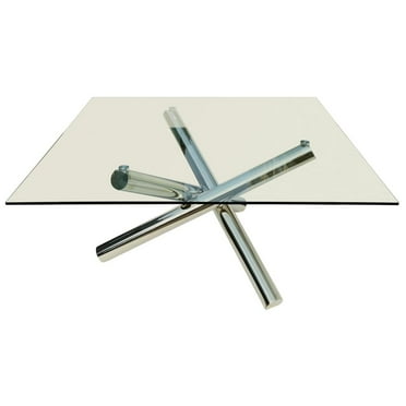 Square Clear Glass Top Dining Table with chrome base