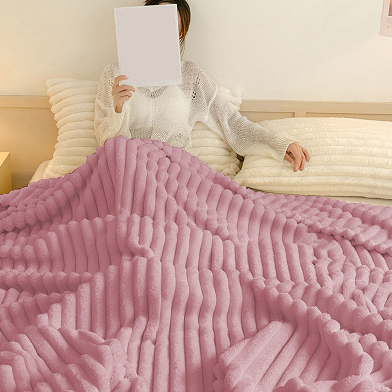 Boovnll Bunny Blanket, Super Soft & Warm Faux Rabbit Fur Throw Blanket, Lightweight Microfiber Machine Washable for Bedroom, Living Room, Chair, Couch, Sofa, Blanket - (28x39")