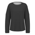 thumbnail image 4 of Holzkary Long Sleeve Tops for Women Fall Fashion Outfits 2025 Crewneck Knit Basic Tee Shirts Business Casual Tops New Round Neck Loose T Shirts Comfortable Commute Fashion Lady T Shirt Dark Grey M, 4 of 5