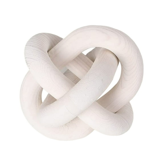 Kripyery Rustic Wood Chain Link Decor - 3-Link Hand Carved Wood Knot Decor Accent for Living Room Bedroom Office Coffee Table Decor